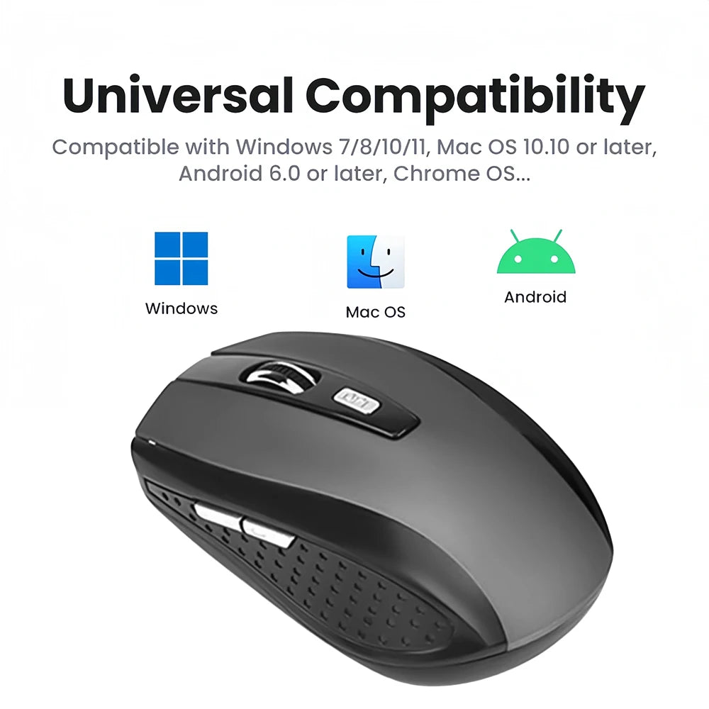 2.4G Wireless Mouse 6 Keys Gaming Mouse Ergonomic Silent Mouse 1600DPI Optical Office Mouse Mice for PC Laptop MacBook Windows