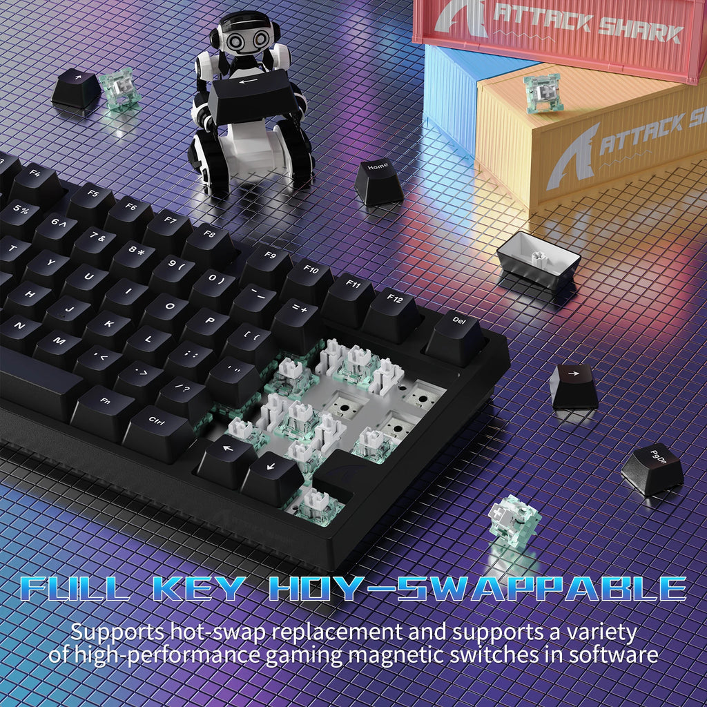 ATTACK SHARK R82 HE Rapid Trigger Wired Mechanical Gaming Keyboard TKL NKRO with 8K Polling,0.005mm RT Accuracy,256K Scan Rate,