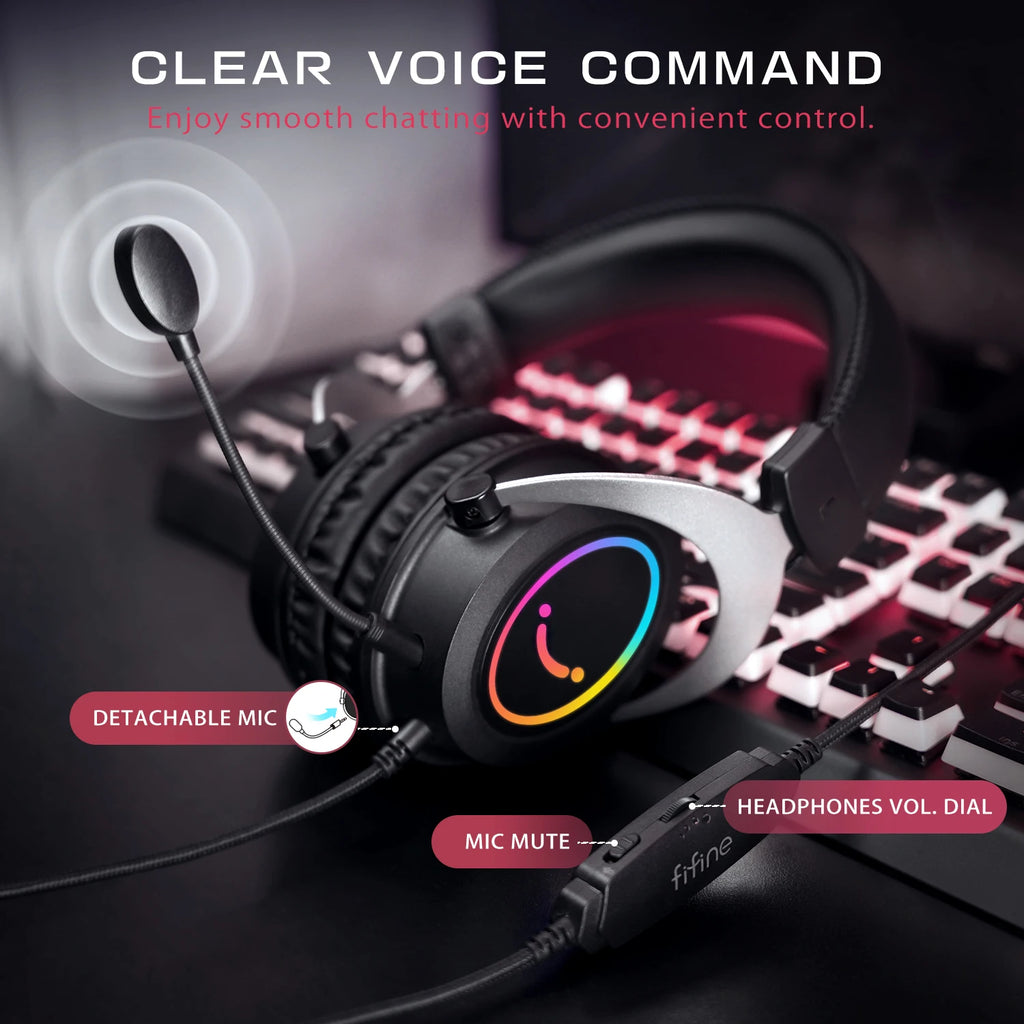H3 Gaming Headset with Detachable Mic and Stereo RGB Sound Tidesmit