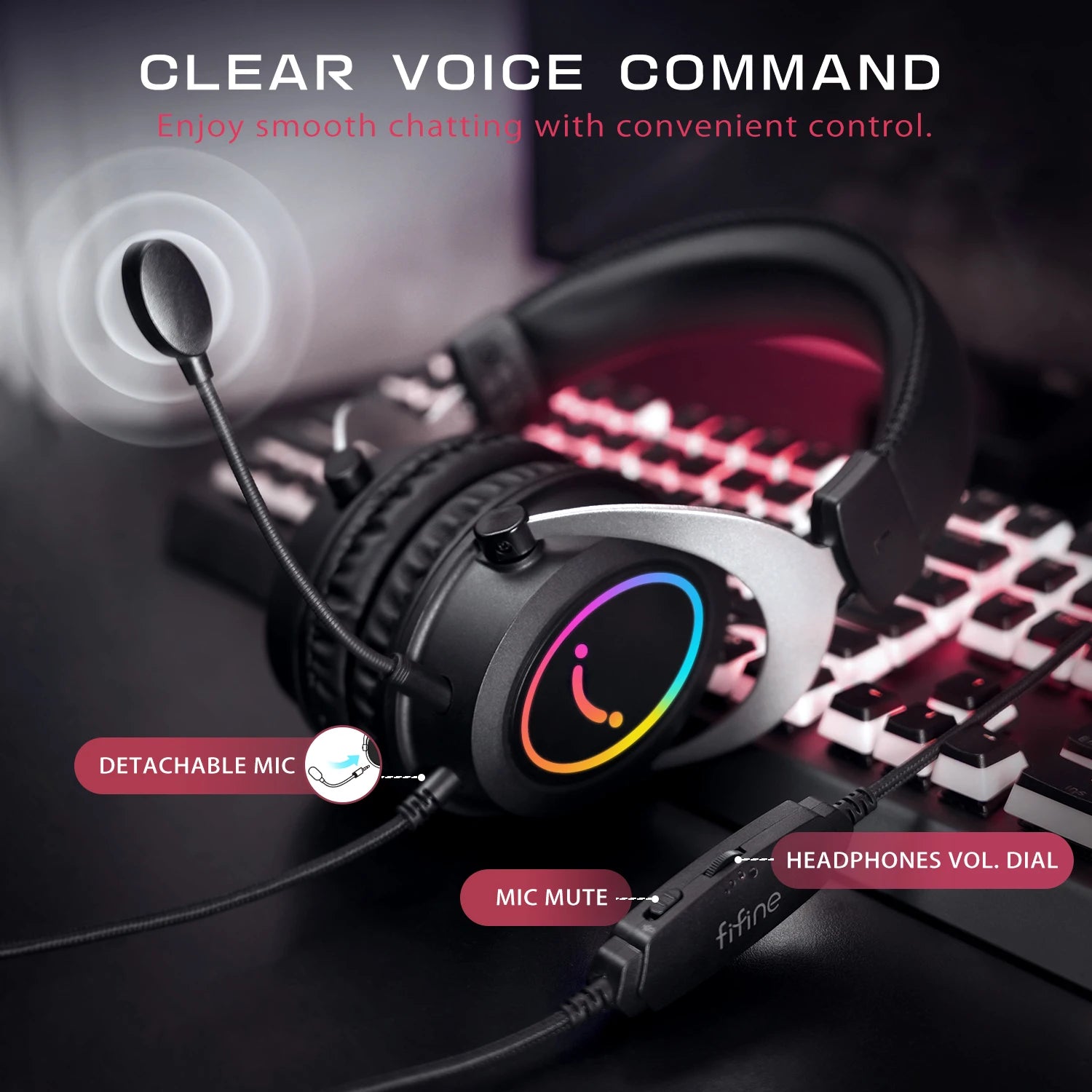 H3 Gaming Headset with Detachable Mic and Stereo RGB Sound Tidesmit