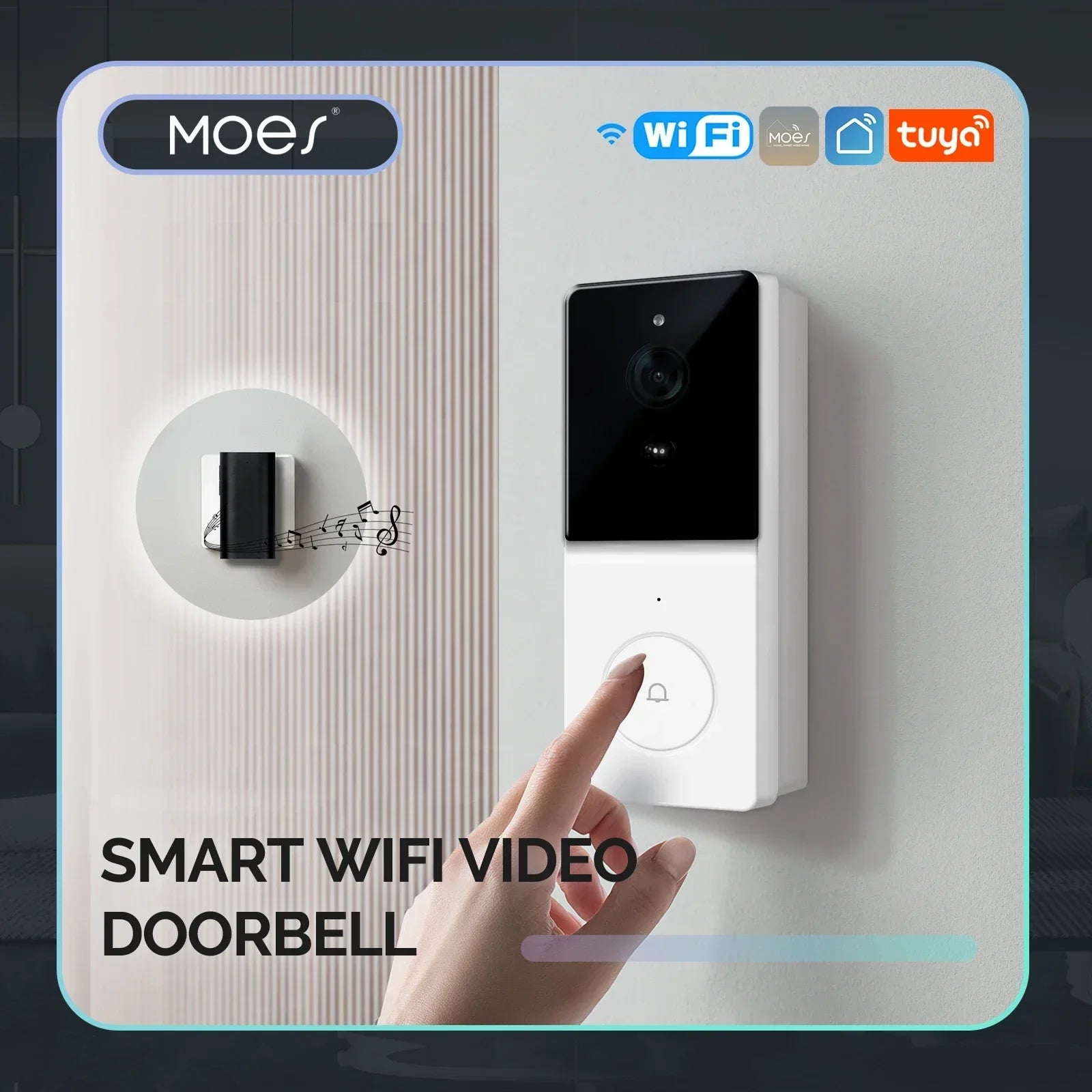 MOES Tuya Smart WiFi Video Doorbell Camera with 2-Way Audio Intercom, Night Vision & Wireless Door product  Home Security