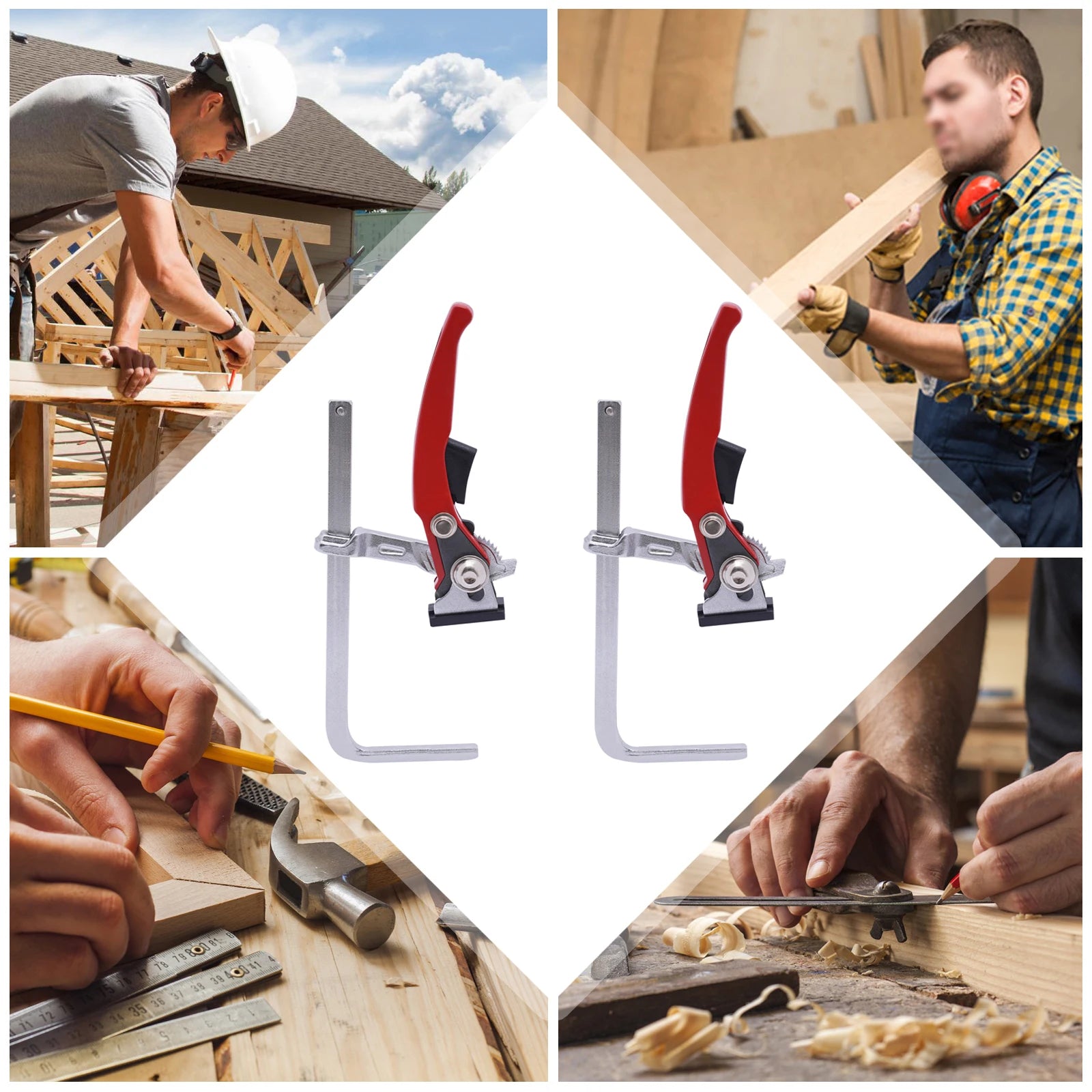2PCS 160*60mm/200*60mm Quick Ratchet Track Saw Guide Rail Clamp Alloy Steel Woodworking MFT Clamp Guide Rail System Hand Tools