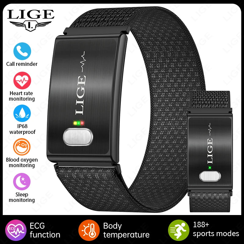 LIGE New ECG+PPG Smart Bracelet Heart Rate Health Monitoring Thermometer HPV Test Reports Waterproof Sports Tracker Smart Watch