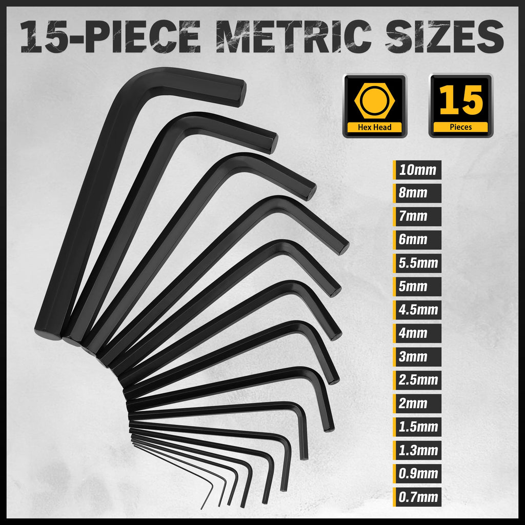 ELEAD 41PC Hex Key Allen Wrench Set Standard SAE(0.028"-3/8") & Metric(0.7mm-10mm) & Torx(T9-T50) in Storage Case