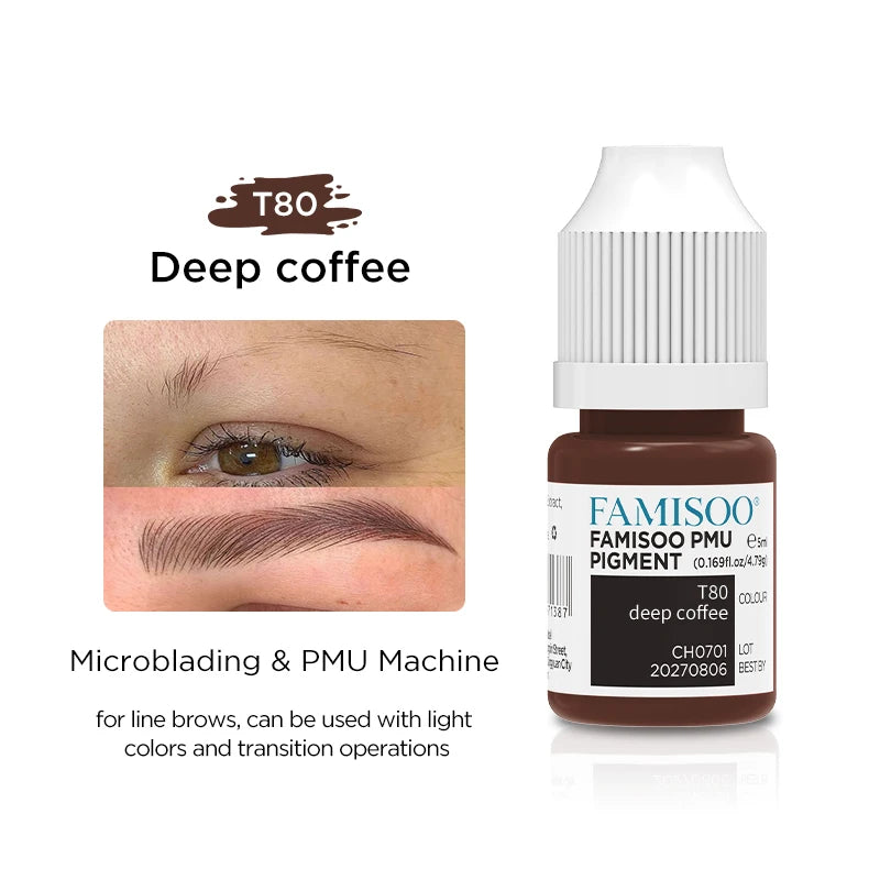 Permanent Makeup Pigment 5ml | Professional PMU Lip & Brow Ink Permanent Makeup Machines T80 Deep coffee China Mainland Tidesmit