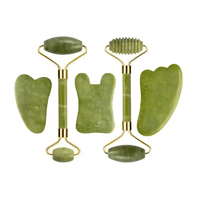 Jade Roller and Gua Sha Set: Natural Facial Massage Tool Kit Massage Roller Tidesmit