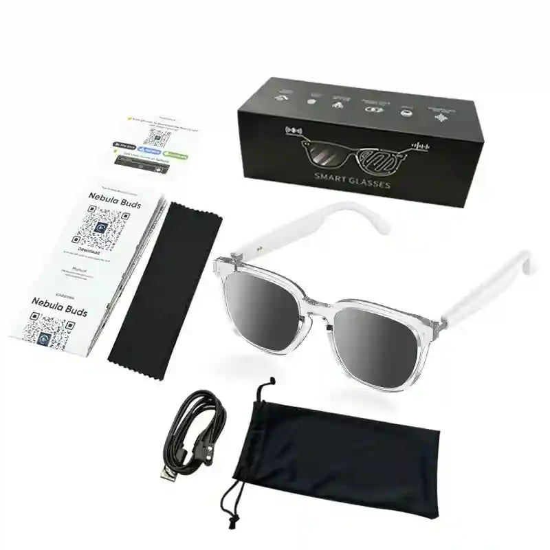 AI Intelligent Translation Glasses with Real-Time Spatial Audio Tech White Grey Tidesmit