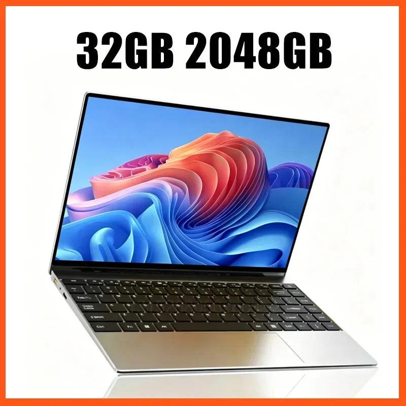 2026 New14.1 Inch Ultra Thin Laptop Intel N95 Win11 DDR4 2TB SSD Portable Slim Business Office Student Notebook PC 16GB 32GB RAM