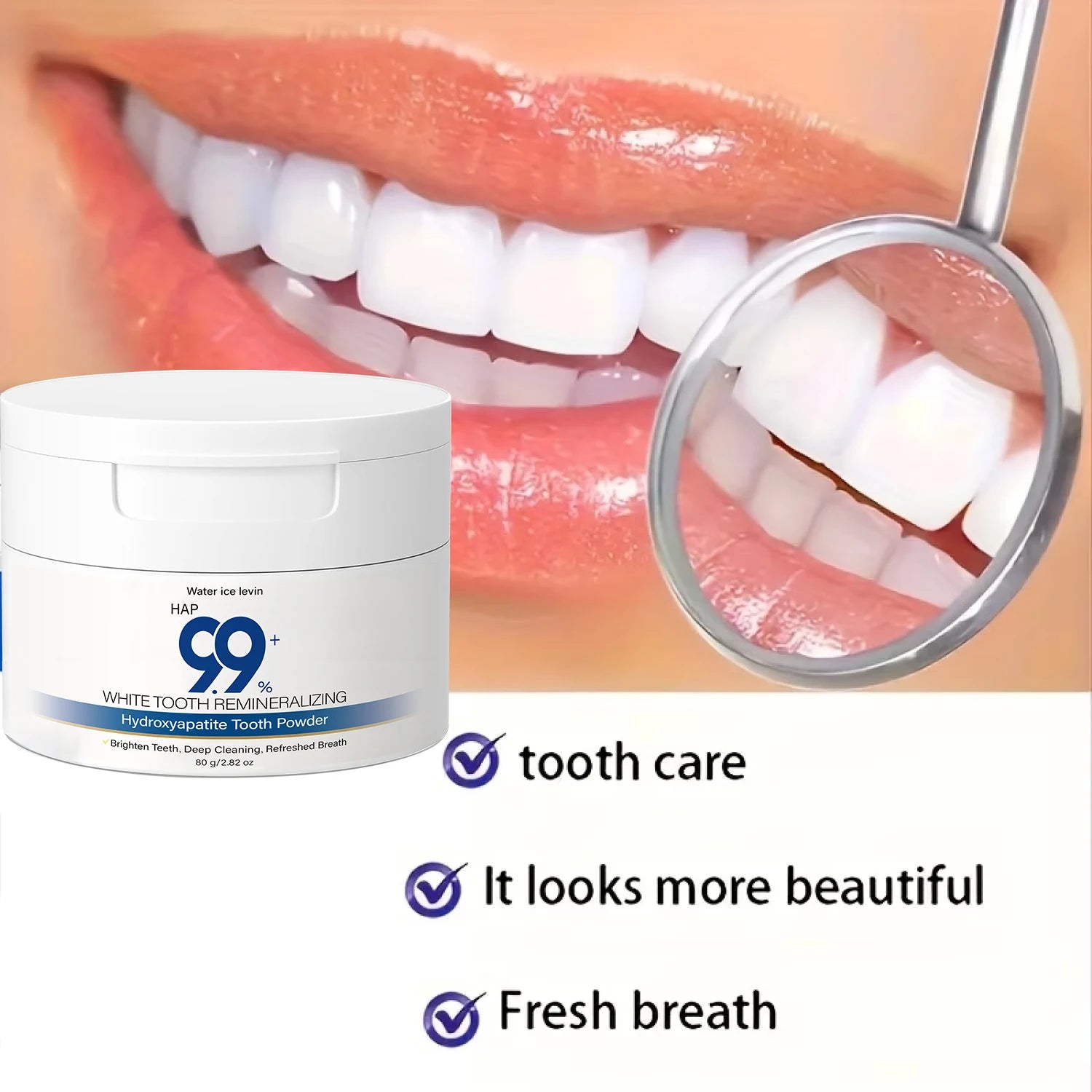 Tidesmit 99% hydroxyapatite tooth powder for teeth remineralization with collagen and hyaluronic acid