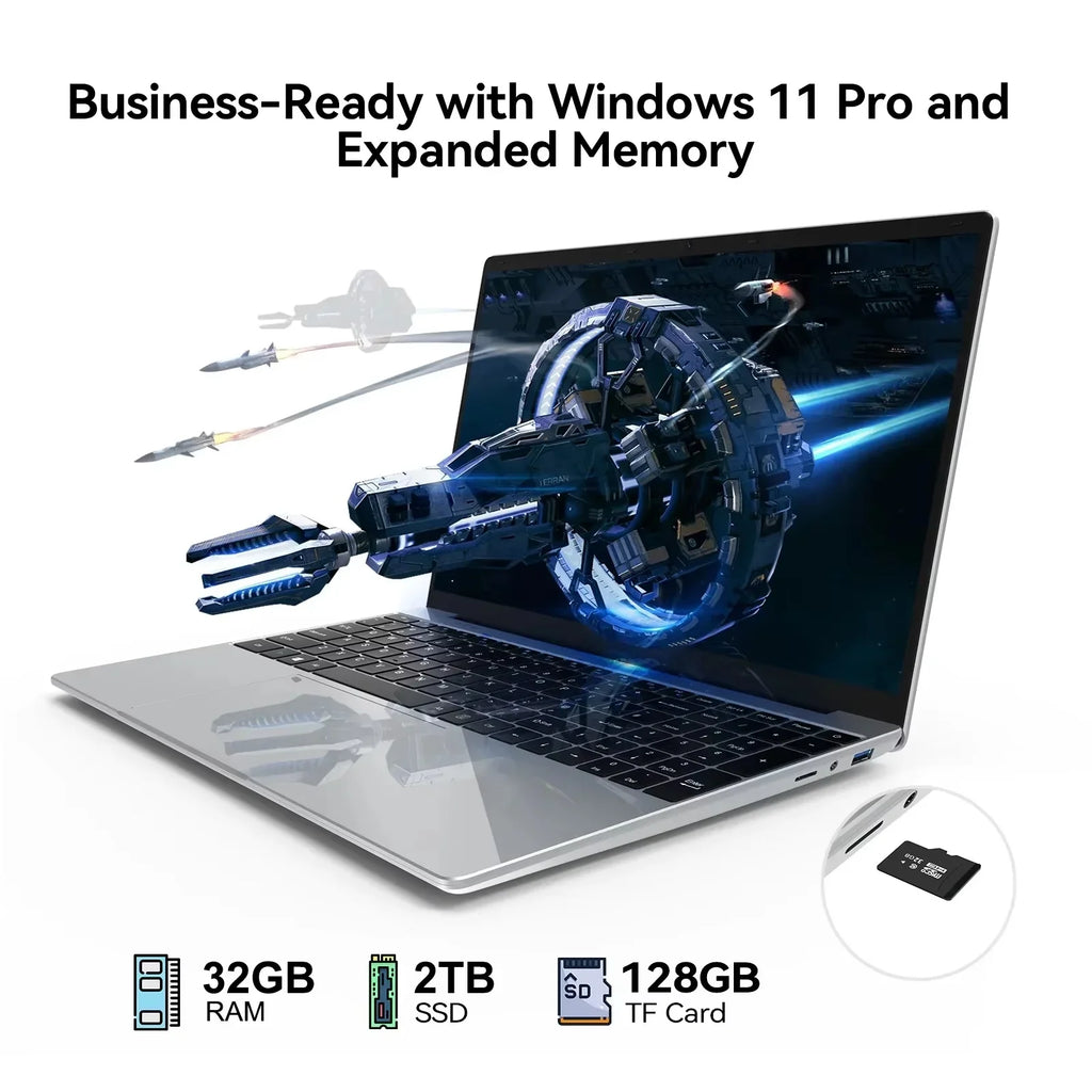 Sleek Original Radiant 15.6'' Laptop Intel N3700 FHD IPS 120Hz,32GB/2TB SSD,5000mAh & Backlit Keyboard