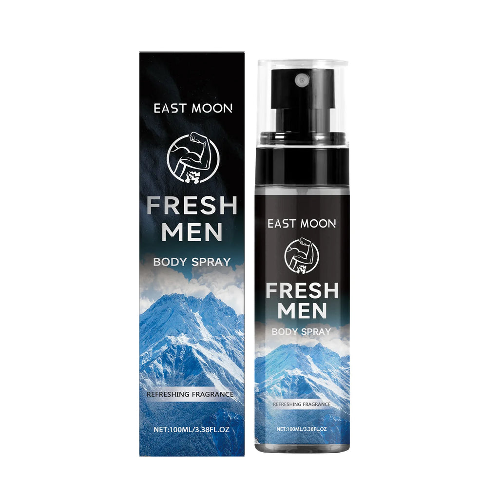 Tidesmit East Moon Sandalwood deodorant spray for men providing long-lasting freshness and sweat odor reduction.