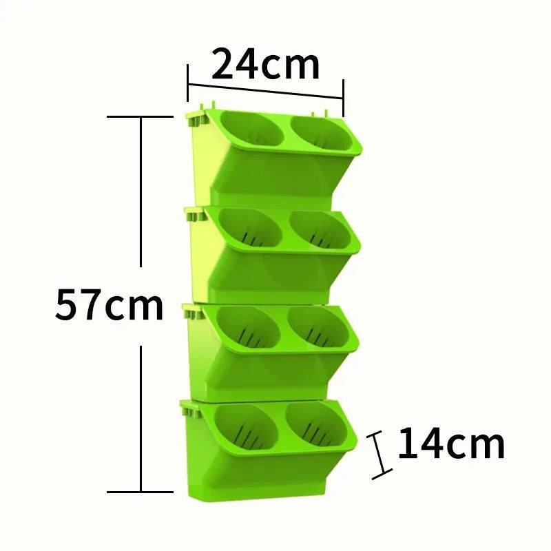 4PCS Flower Pots Wall Hanging Planters Stackable Planter Garden Plastic Pots Vertical Succulents Plant Home Balcony Decoration