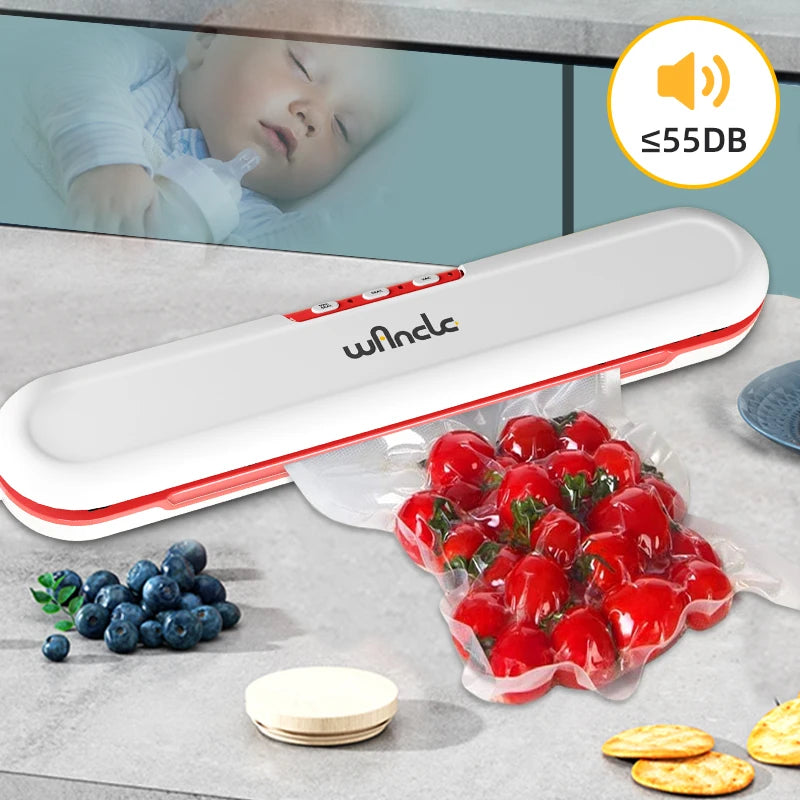 Wancle Food Vacuum Sealer 220V Electric Household Vacuum Packing Machine For Food Storage Manual Function With 10 Pcs Bags