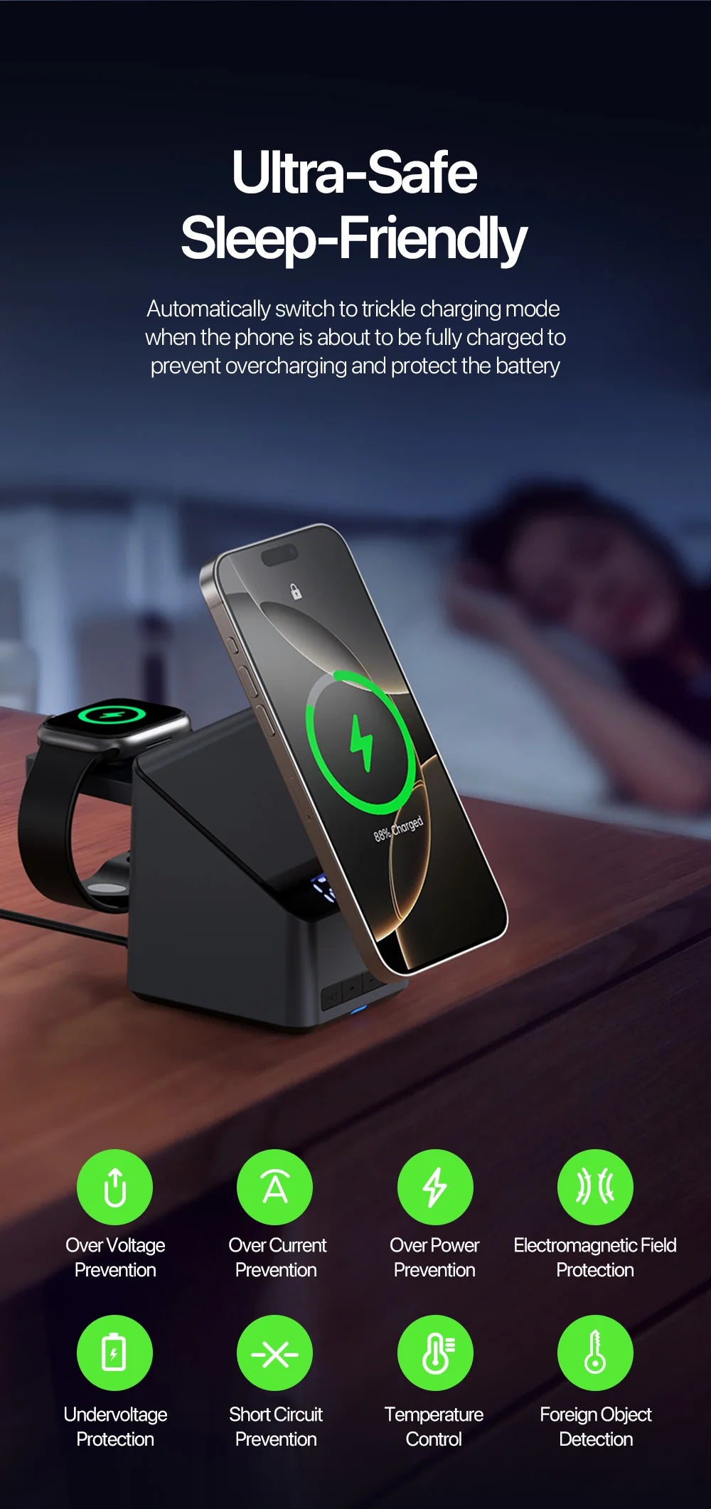 4 in 1 Wireless Charger Station - Qi Certified MagSafe Compatible Tidesmit