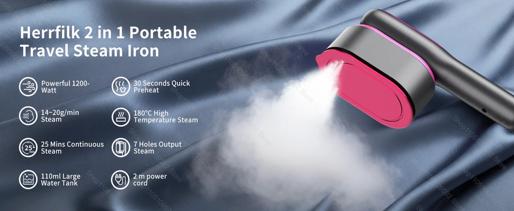 Tidesmit handheld portable garment steamer featuring dual wet and dry ironing modes for home and travel use
