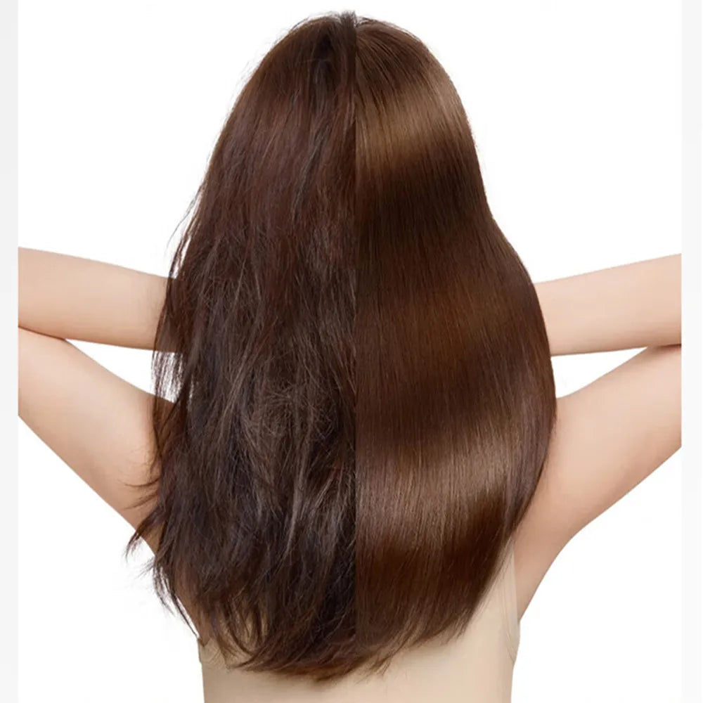 Xiaomi H501 SE hair dryer result: before vs after using negative ion high-speed blow dryer for smooth, shiny hair.