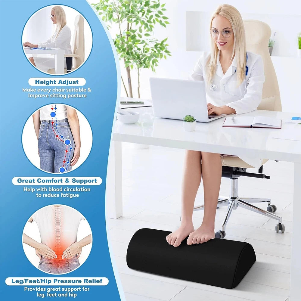 Memory Foam Under Desk Foot Rest - Ergonomic Support with Washable Cover Body Shaping Massage Equipment Tidesmit