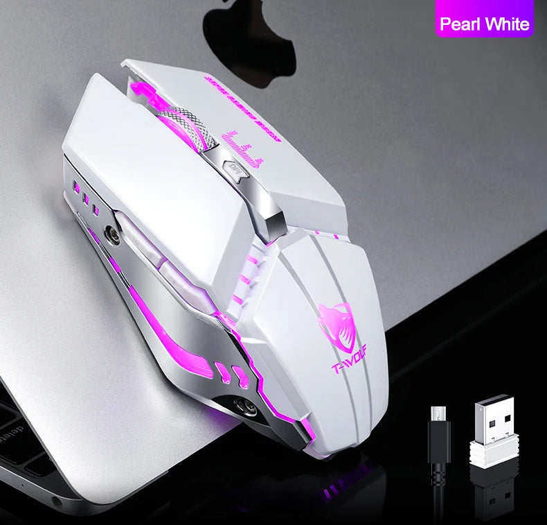 T-WOLF Thunderwolf Q15 Rechargeable Wireless Mouse RGB Glow Game Office Silent Laptop 2.4g Rechargeable Wireless Mouse