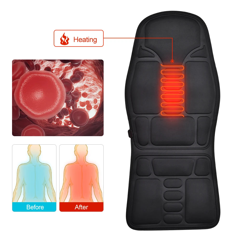 Electric Massage Chair Pad with Heat and Vibration for Back Relief Body Shaping Massage Equipment Tidesmit