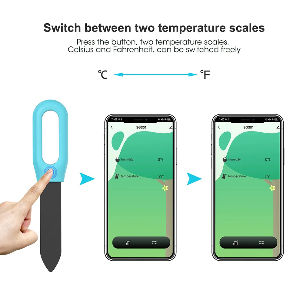 Smart Soil Moisture Sensor - Bluetooth Garden Monitor for Plant Health Tidesmit