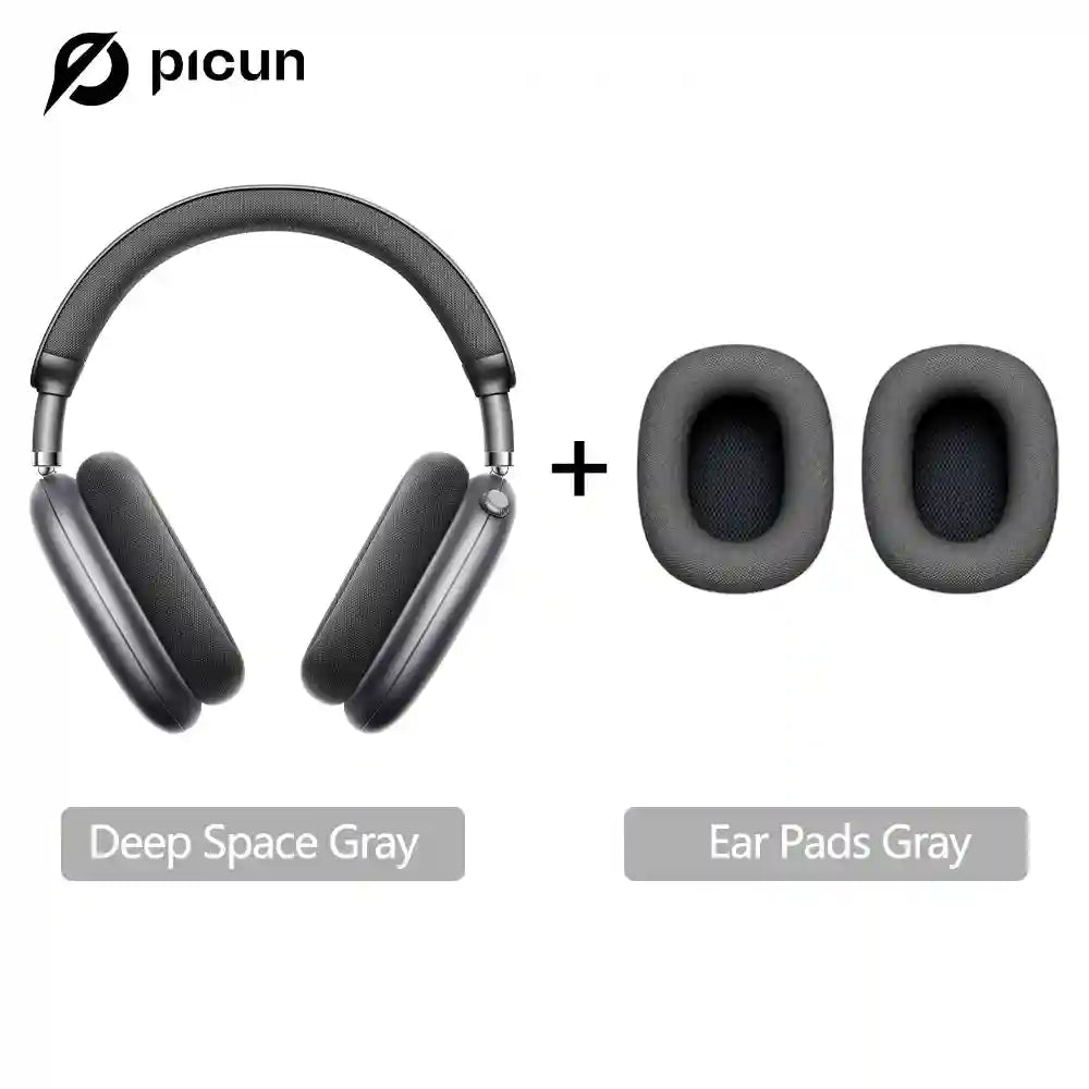 Wireless Headphones with 52dB Active Noise Cancelling & Spatial Audio Gray with Earpads Tidesmit