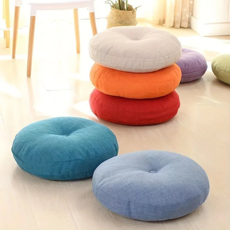 Thick Round Cushion,Soft & Comfortable Full-Filled Meditation Yoga Pillow, Bohemian Zen Home Decor in Vibrant Orange