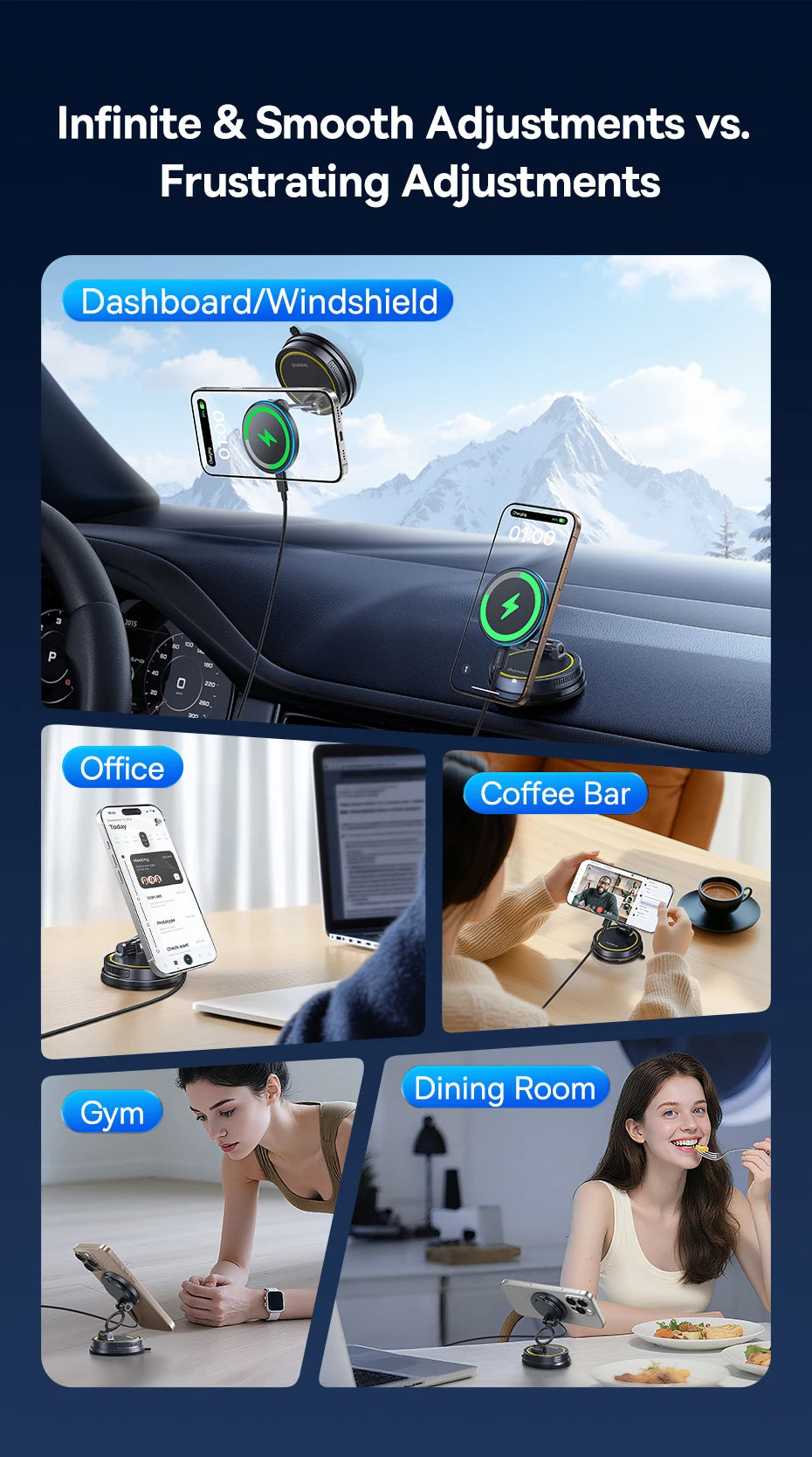 Magnetic Car Phone Holder | 360 Rotation Mount | Silver Tidesmit Tidesmit