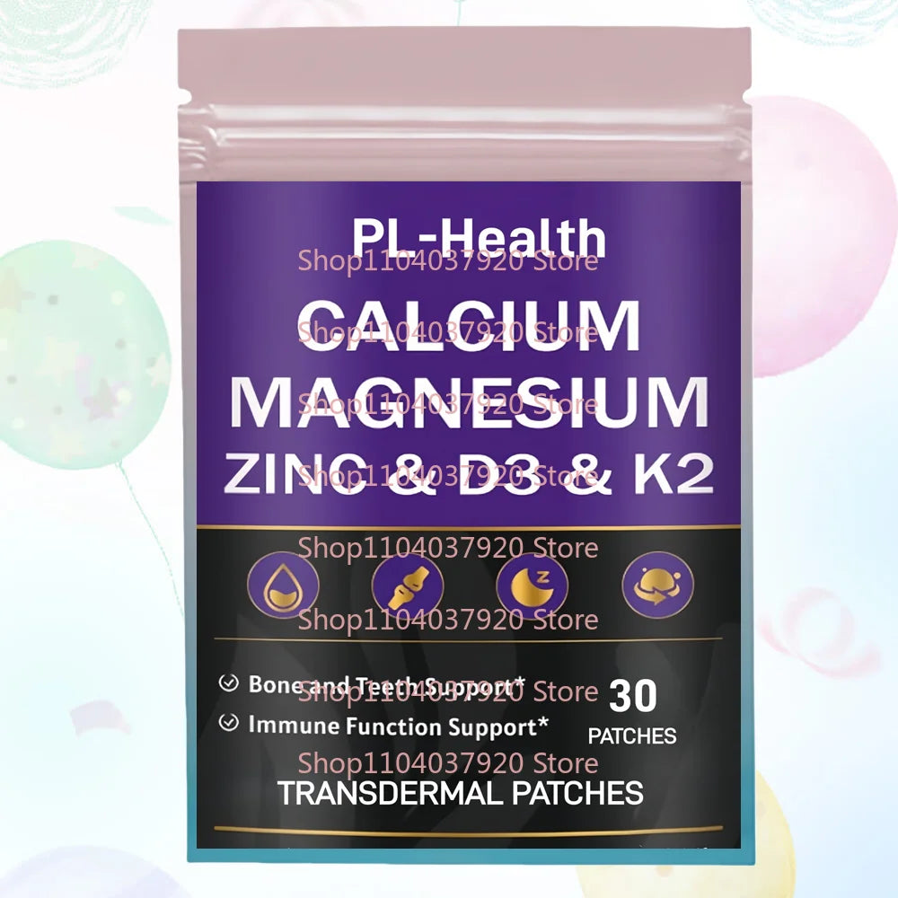 Tidesmit 30 Calcium Magnesium Zinc Vitamin D3 K2 Transdermal Patches for bone, teeth, and immune support.
