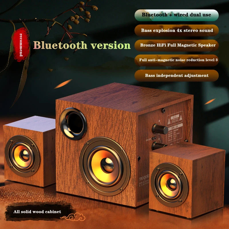 Portable Bluetooth Speaker - Wooden Desktop Audio with Deep Bass Tidesmit