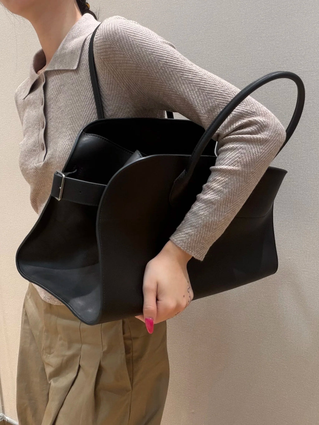 Unisex saddle leather all steel hardware inner sheepskin single shoulder large capacity hand-held horizontal bag