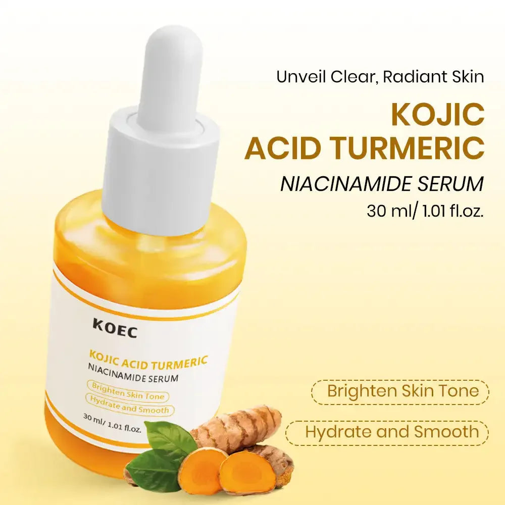 30ml KOEC Kojic Acid Turmeric Niacinamide Serum Hydrating Smoothing Brightening Improve Skin Clarity Anti-Aging Natural Formula