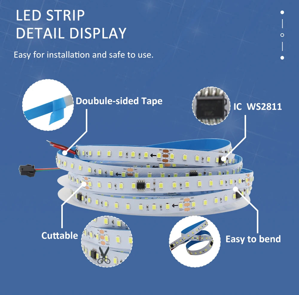 24V Running Water Flowing LED Strip Light 5M 10M 15M 20M Chasing Flexible WS2811 Tape Lamp Bluetooth APP 2.4G RF Remote Control