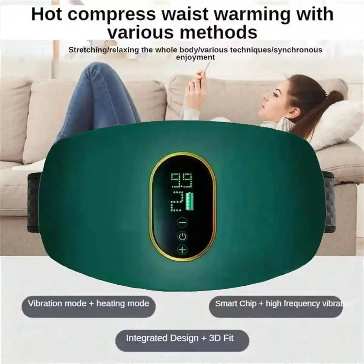 Electric Abdominal Massage Belt - Portable Muscle Relief - Green Back Massage Instrument Tidesmit