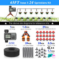 LCD irrigation kit with 24 drippers and stakes, 1/4 in PVC hose for 20 m run