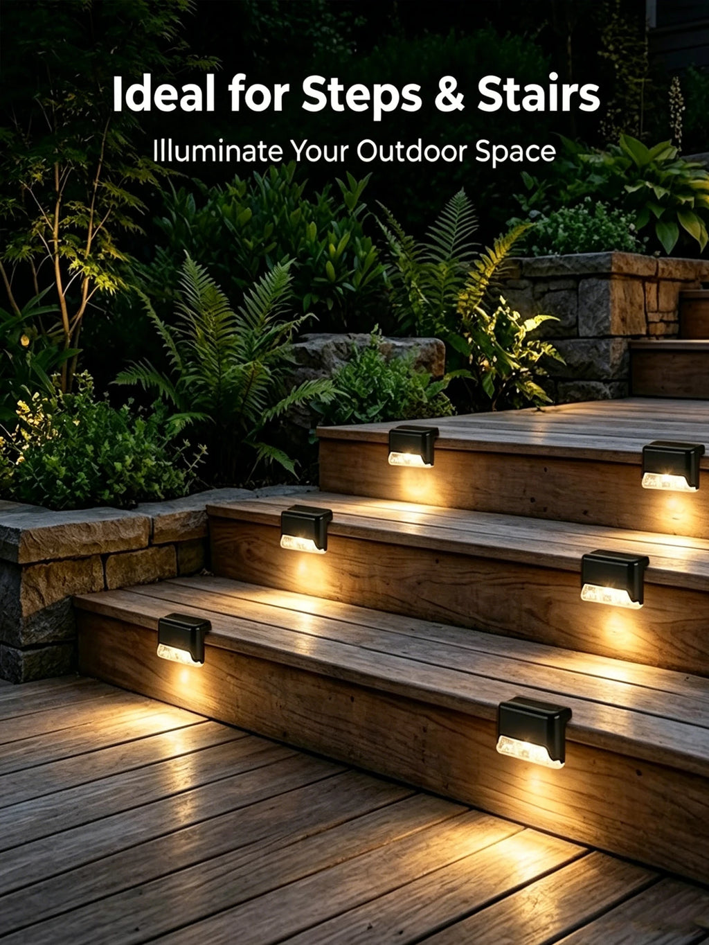 Solar Lights Outdoor Waterproof, Garden Fence Lights, Landscape Terrace Solar Step Lights - Suitable for Step Lighting Decoration, Guardrail Lighting, Etc