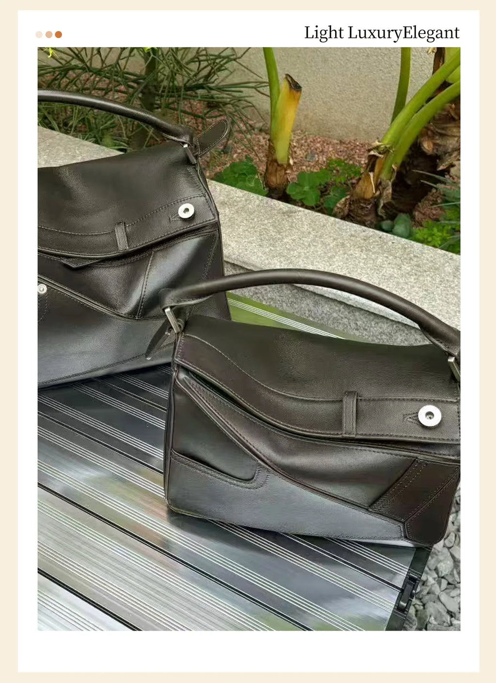 New 2025 Panta Geometric Patchwork Natural Dye Leather Pillow Shaped Handbag Top Layer Cowhide Shoulder Bag for Daily Use