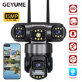 15MP Three Lens Three Screens PTZ IP Camera Outdoor HD Wifi Security Camera 10X Zoom Ai Human Detection Home Surveillance Camera