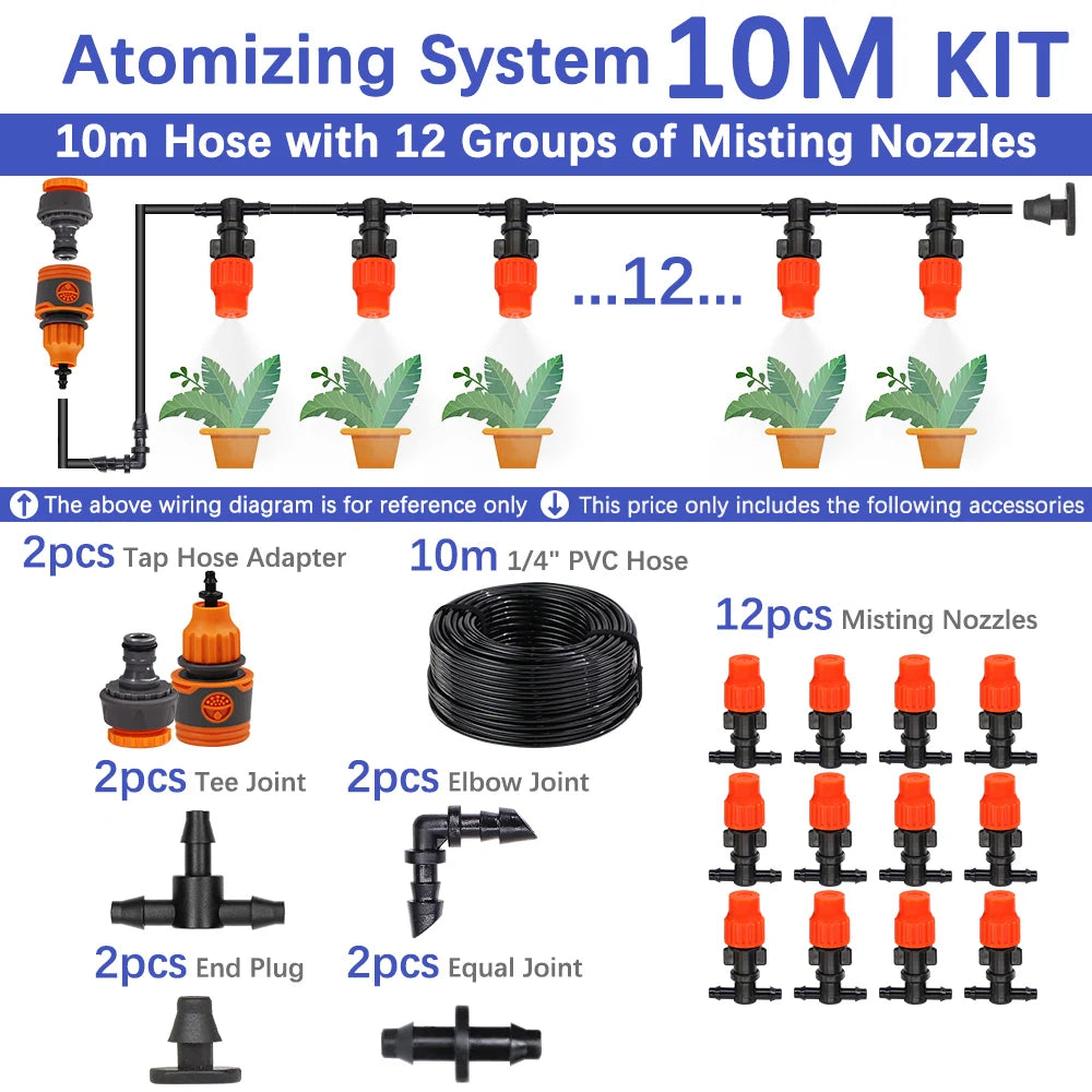 30-5M 60W Self-priming Pump with Timer Misting Cooling System Adjustable 0-25L/H Atomization Sprayer Garden Irrigation Watering