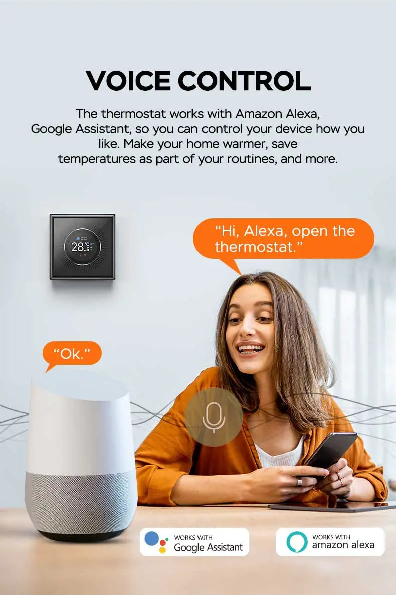 TUYA WiFi Smart Knob Thermostat  Floor Heating Water Gas Boiler Home Room Programmable Temperature Controller Alexa Google Home