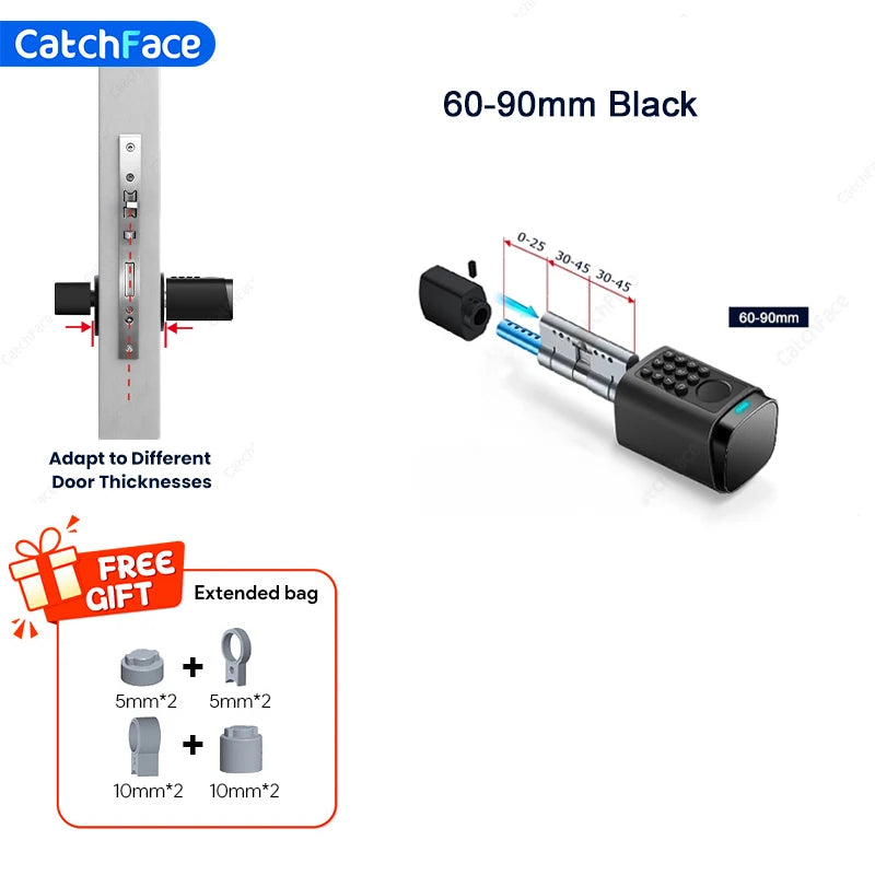 IP66 Waterproof 2026 New Generation TUYA APP Fingerprint Password Digital RFID Card Cylinder Smart Door Lock 60-90 90-120