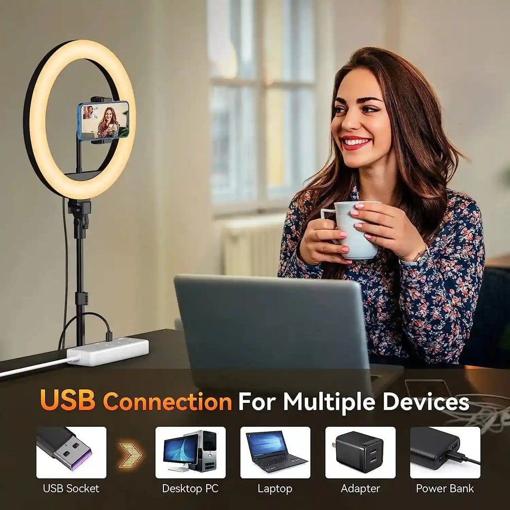 12 Inch LED Ring Light with Adjustable Tripod for Content Creation Tidesmit
