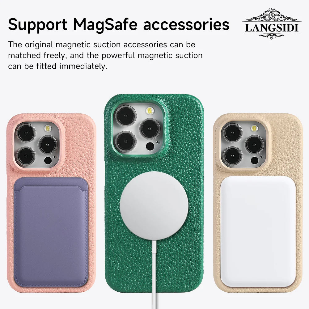 iPhone 16 Pro Max Genuine Leather Case | Slim Shock-Absorbing Cover Tidesmit