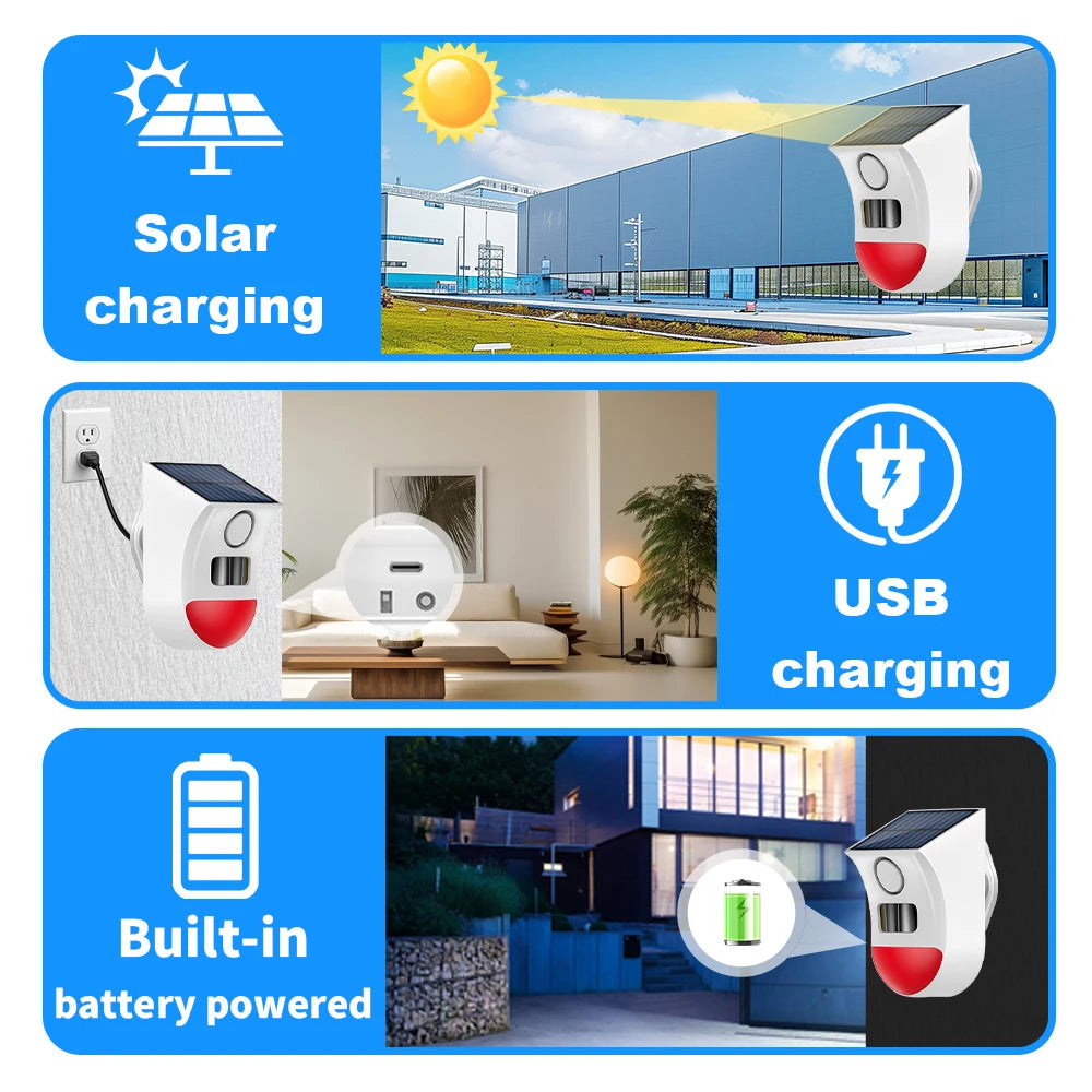 Solar WiFi Motion Sensor Alarm - Wireless Smart Home Security Siren Tidesmit
