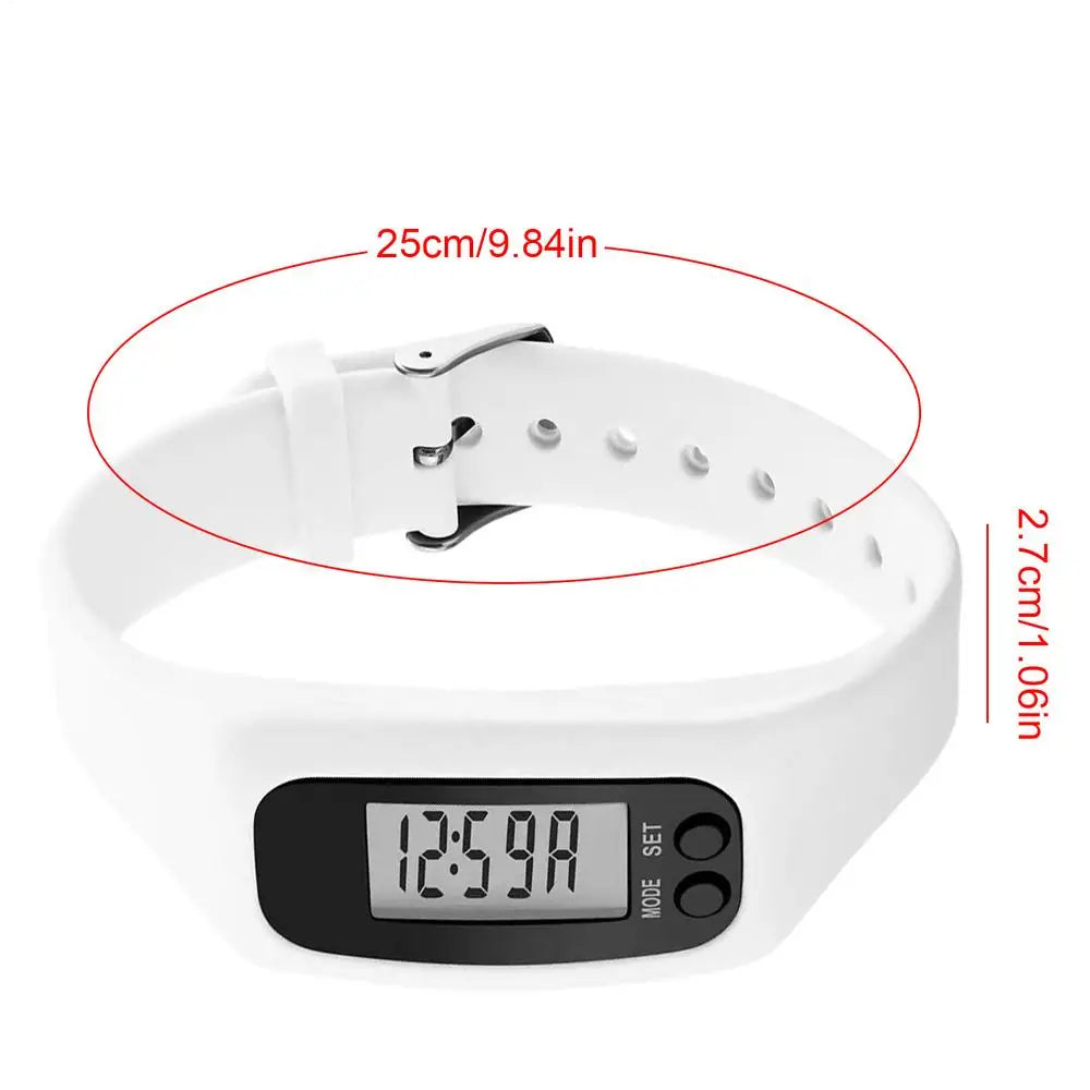 LCD Pedometer Bracelet Step Counter Watch Time Display Silicone StepTracker Multi-Function Fitness Watch For Adults Kids