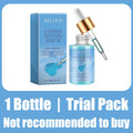 EELHOE Copper Peptide Serum in a light blue bottle and matching box with a gold-topped glass dropper.