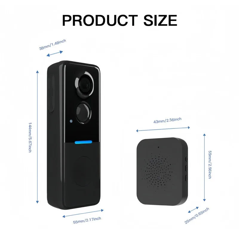 Tuya 1080P Doorbell Camera WIFI with Solar Cover 2-way Audio Intercom Video Motion Detect Waterproof Outdoor Wireless Doorbell