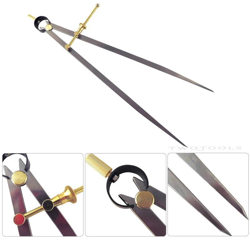 8 Inch Adjustable Divider Leather Compass Lockable Metal Spring Caliper Gauge Woodworking Metalworking Machinist Marking Scribe