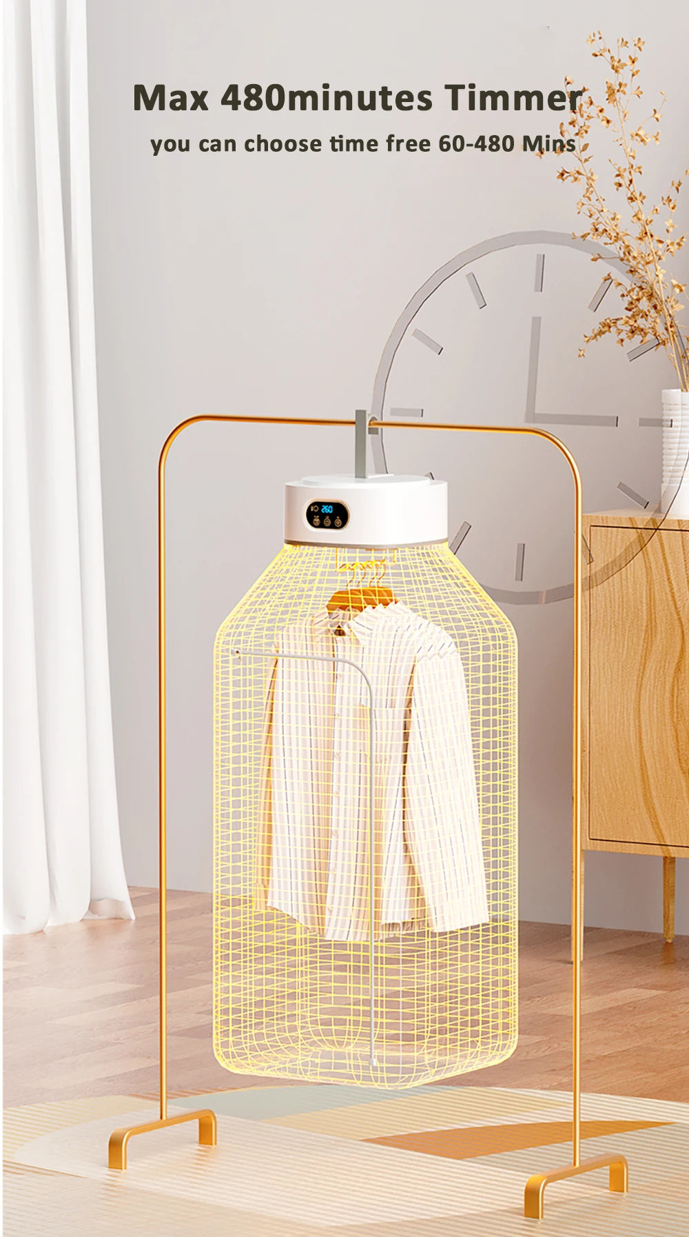 Tidesmit portable electric clothing dryer featuring remote control, folding design, and built-in UV sterilization