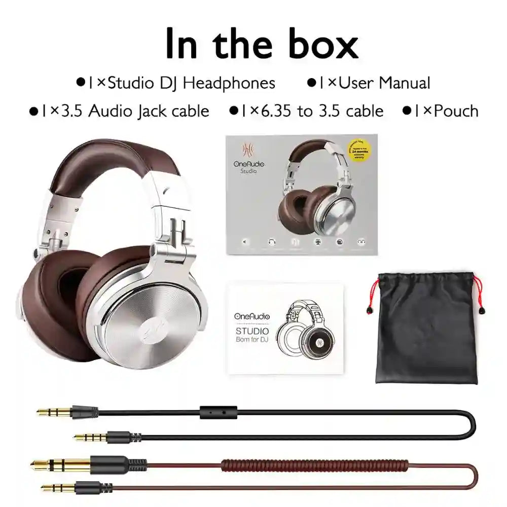 Pro-30 Studio DJ Headphones with Mic - Wired Over-Ear Monitoring Tidesmit