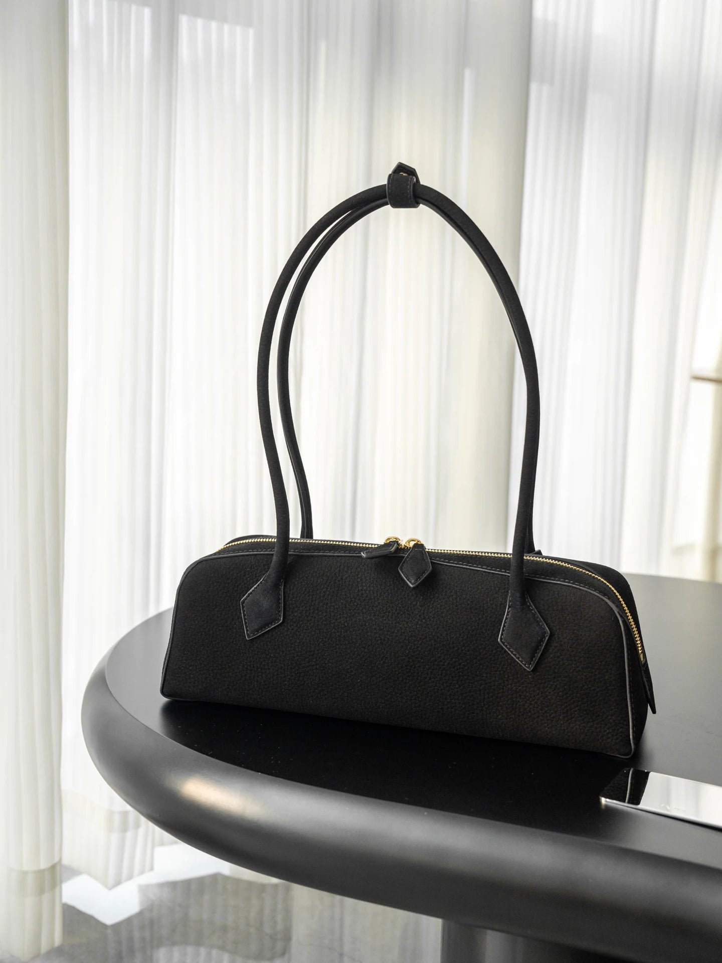 Ladies' luxurious high-quality genuine leather all steel hardware double-sided pull tab sausage handbag